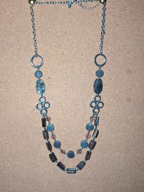 Multi-Strand Gray Beaded Women's Necklace